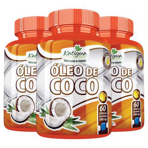 Óleo de Coco - 3 Un de 60 Cápsulas - Katigua