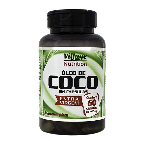 Óleo de Coco Village Nutrition com 60 Cápsulas de 1000mg Cada