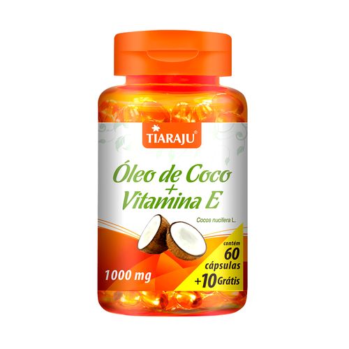 Óleo de Coco + Vitamina e - Tiaraju - 60+10 Cápsulas de 1000mg