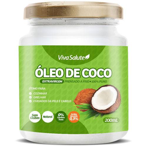 Óleo de Coco Viva Salute 100% Puro Extra Virgem - 200 ML