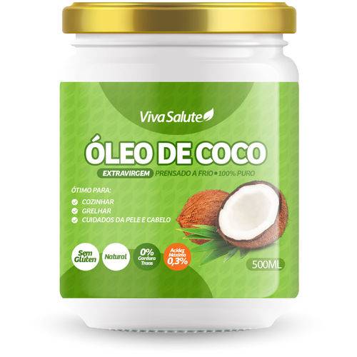 Óleo de Coco Viva Salute 100% Puro Extra Virgem - 500 ML