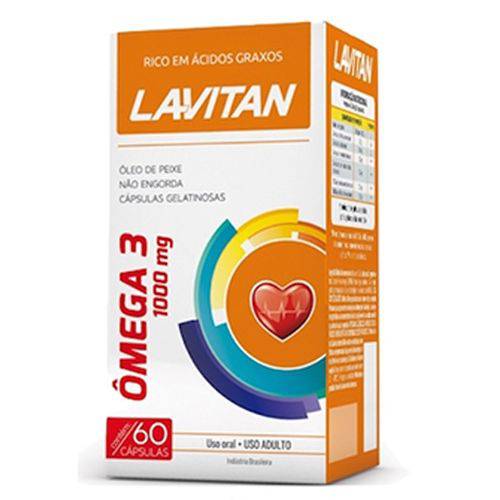 Oleo de Peixe Omega 3 1000mg Lavitan - 60 Capsulas