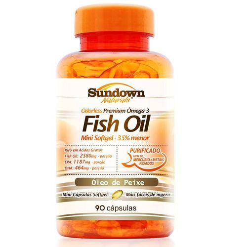Óleo de Peixe Ômega 3 em Cápsulas Fish Oil 1000mg - Sundown Vitaminas - 90 Cápsulas