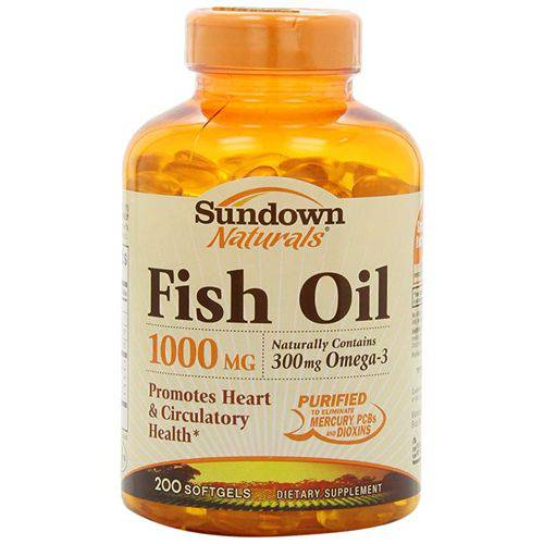 Óleo de Peixe Ômega - Sundown Naturals Fish Oil -- 1000 Mg - 200 Softgels