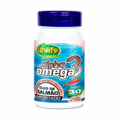 Óleo Premium de Salmão Alfa Ômega - Unilife - 30 Cápsulas de 1200mg