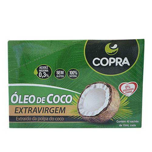 Óleos e Minerais Óleo de Coco Extra Virgem - Copra - Display C/ 40 Sachês de 15ml Cada