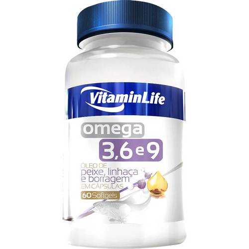 Ômega 3, 6 e 9 Óleo de Peixe com 60 Softgels - Vitaminlife