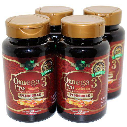 Omega 3 Concentrado 33/22 Antioxidante - Naturcaps - 4 Potes