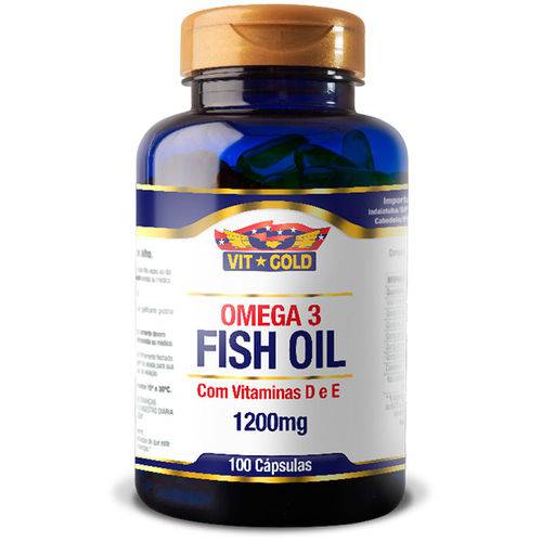 Omega 3 Fish Oil com Vitaminas D e E 1200mg (100 Cápsulas) - VitGold