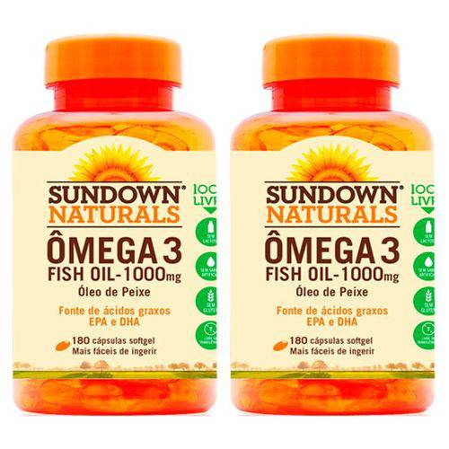 Ômega 3 Fish Oil - 2 Un de 180 Cápsulas - Sundown
