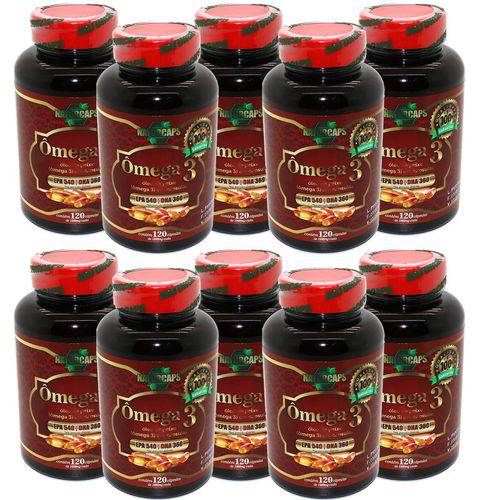 Omega 3 Oleo de Peixe 1000mg - Naturcaps - 10 Potes 120 Caps