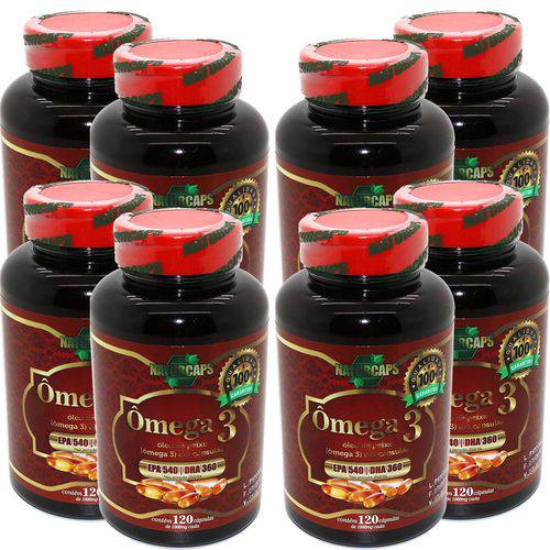 Omega 3 Oleo de Peixe 1000mg - Naturcaps - 8 Potes 120 Caps