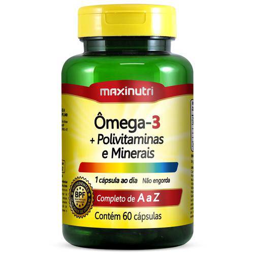 Ômega 3 (Óleo de Peixe) + Vitaminas e Minerais 1000mg com 60 Cápsulas - Maxinutri