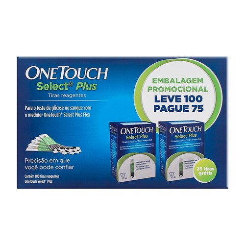 One Touch Select Plus Tira Teste Leve 100 Pague 75 Unidades