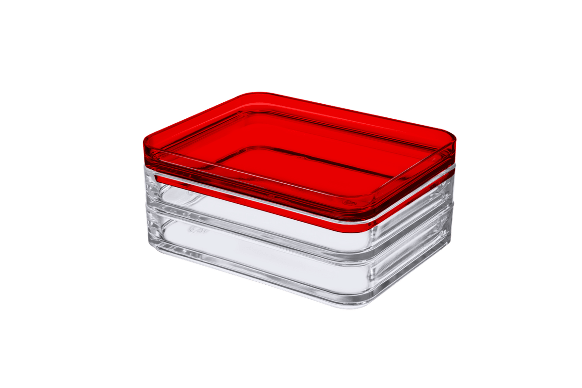 Organizador Duo - MOD 15,9 X 12,3 X 6,7 Cm Cristal com Vermelho Coza