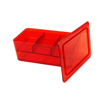 Organizador Retangular com Divisória - Retrô 27,8 X 17,5 X 11 Cm Vermelho Transparente Coza