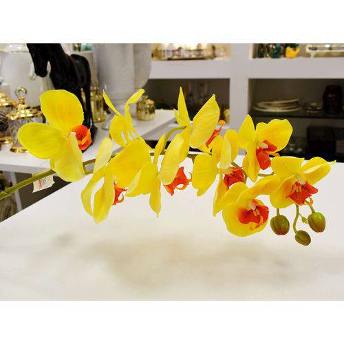 Orquídea Toque Real com 09 Flores 3d Amerela - 56842