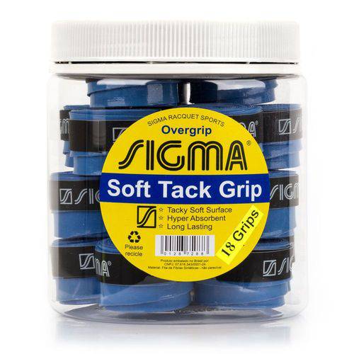 Overgrip Sigma Soft Tack Azul Pote com 18 Unidades