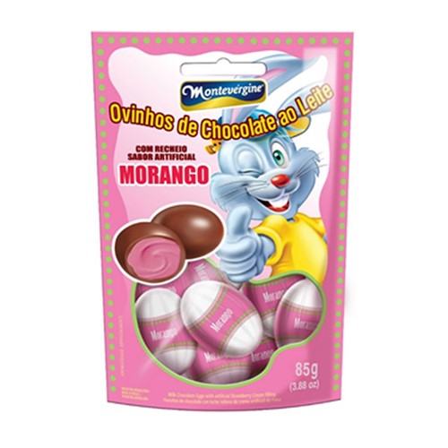Ovinhos de Chocolate Montevérgine com Recheio Sabor Morango com 85g
