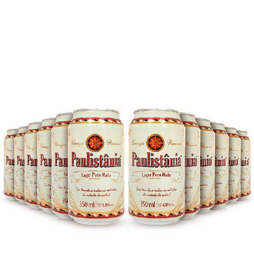Pack 12 Cervejas Artesanal Paulistania Lager Lata 350ml