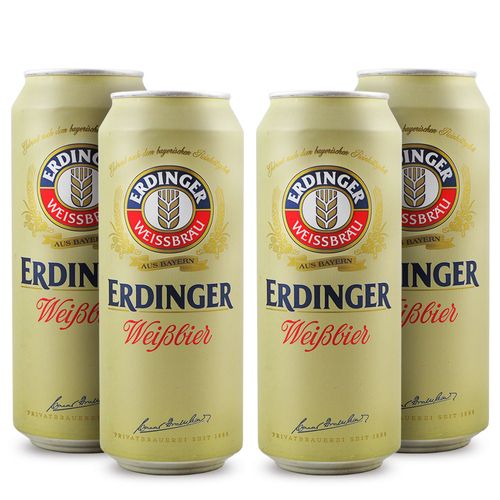 Pack Cerveja Erdinger Weissbier LATA 500ml - 4 Itens