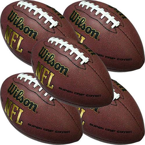 Pack 5 Bolas Futebol Americano Wilson Nfl Super Grip Ultra - Oficial