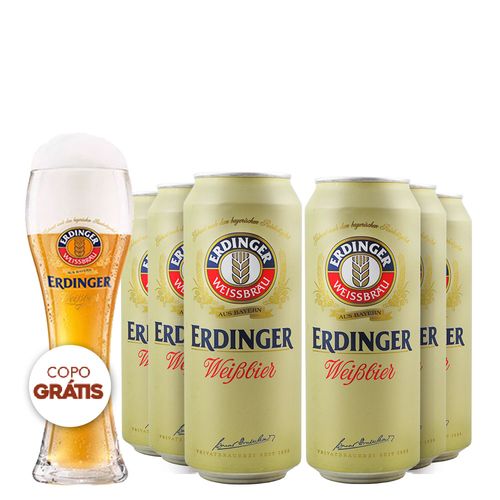 Pack 6 Cerveja Artesanal Erdinger + Copo Grátis