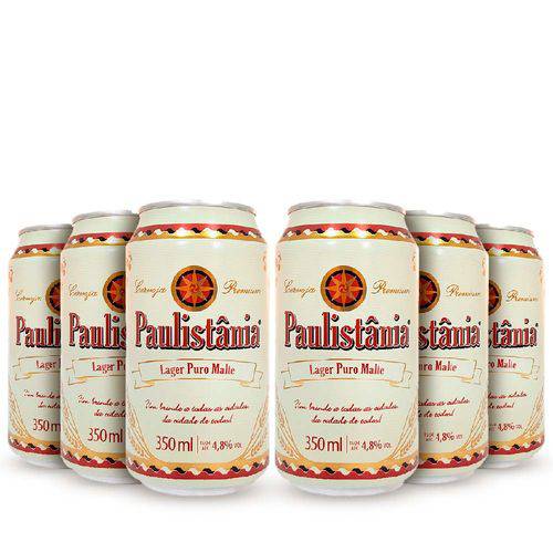Pack 6 Cervejas Artesanal Paulistania Lager Lata 350ml