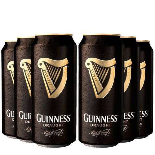 Pack 6 Cervejas Irlandesa Guinness Draught Lata 440ml