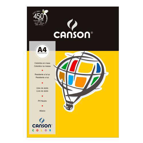 Pacote Canson Color Amarelo 180g/M² A4 210 X 297 Mm com 10 Folhas - 66661189