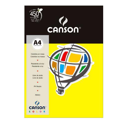 Pacote Canson Color Amarelo Canário 180g/M² A4 210 X 297 Mm com 10 Folhas - 66661188
