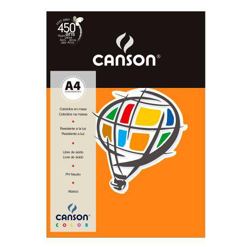 Pacote Canson Color Cenoura 180g/M² A4 210 X 297 Mm com 10 Folhas - 66661190
