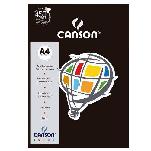 Pacote Canson Color Preto 180g/M² A4 210 X 297 Mm com 10 Folhas - 66661211