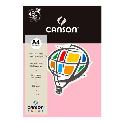 Pacote Canson Color Rosa Claro 180g/M² A4 210 X 297 Mm com 10 Folhas - 66661195