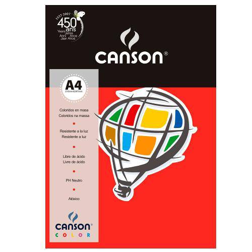 Pacote Canson Color Vermelho 180g/M² A4 210 X 297 Mm com 10 Folhas - 66661193