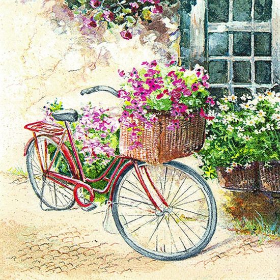 Pacote de Guardanapos Descartaveis Flores e Bicicleta