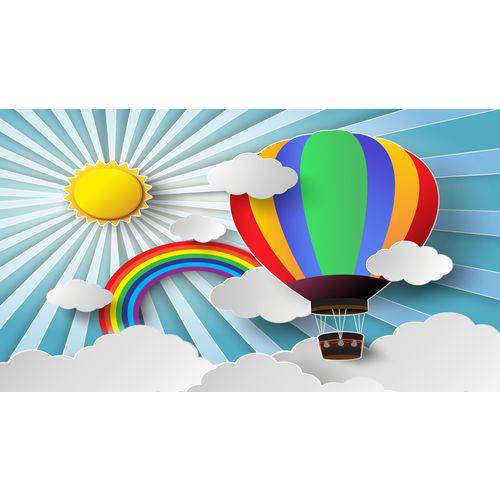 Painel de Festa Nuvens, Balões e Arco Iris
