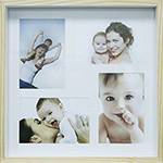Painel de Fotos Color Wood 30x30cm Branco para 4 Fotos 10x15cm - Kapos