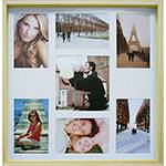 Painel de Fotos Color Wood 40x40cm Amarelo para 6 Fotos 10x15cm e 1 Foto 20x25cm - Kapos