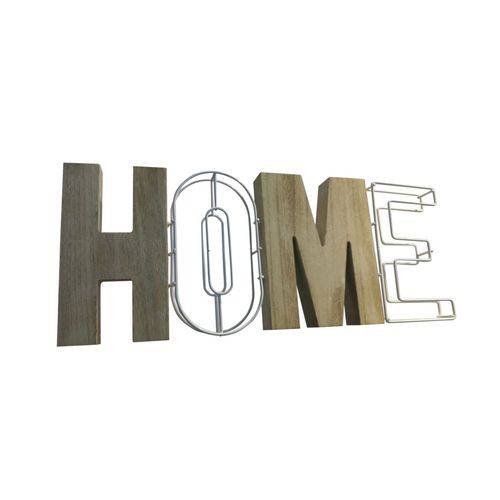 Painel Decorativo Madeira e Metal Modern Letter Home Bege Urban - H40027