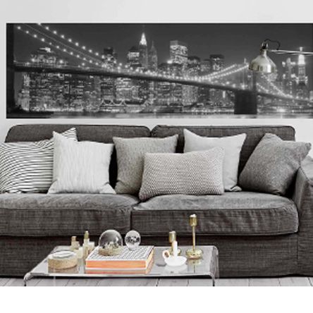 Painel Fotográfico Adesivo New York 2,13mts X 61cm Preto e Branco Grudado Adesivos