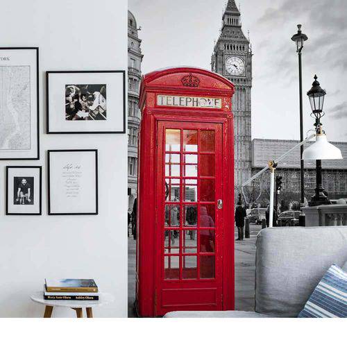 Painel Fotográfico Adesivo Telefone UK Multicor 1,83m X 2,6m Grudado Adesivos