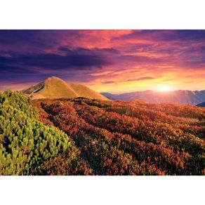 Painel Fotográfico de Paisagem Natureza Montanhas Pôr-Do-Sol Relva PA15024