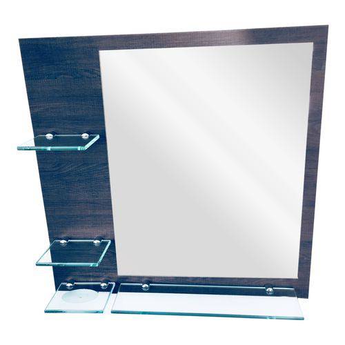 Painel Mdf Espelheira Toledo com Espelho 40x50 Cm e Prateleiras em Vidro Incolor 8mm – Madglass