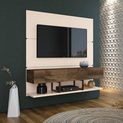 Painel para Tv Suspenso Iron Off White com Deck - Hb Móveis