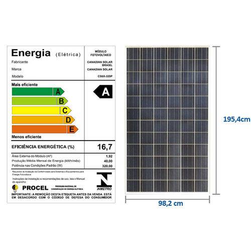 Painel Solar Canadian Centrium Energy CS6X-320P 72 Celulas Policristalino 6 Polegadas 320W