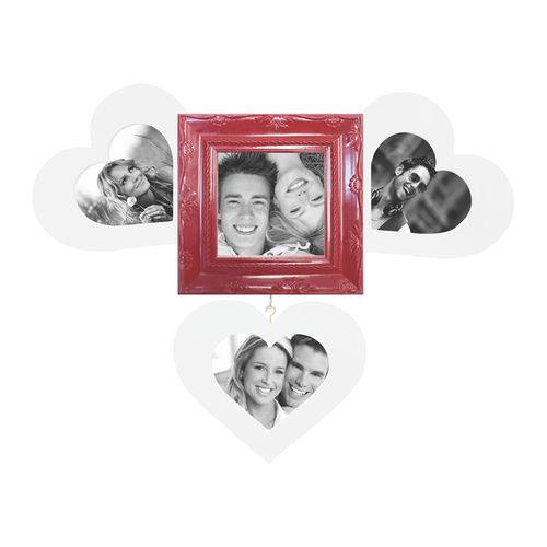Painel Sweetheart para 4 Fotos 10x15 Recortadas Branco com Vermelho Kapos
