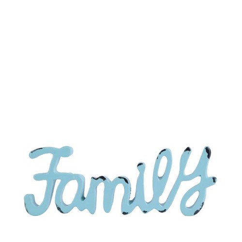 Palavra Decorativa Metálica Family Azul Claro