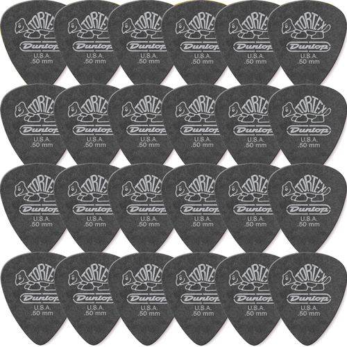 Palheta Dunlop Tortex .50mm Preta P/ Guitarra - Kit com 24 Unidades