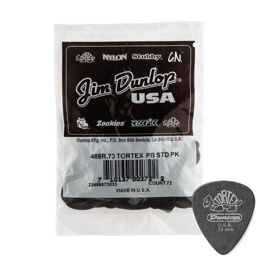 Palheta Dunlop Tortex .73mm Preta P/ Guitarra - Pack com 72 Unidades